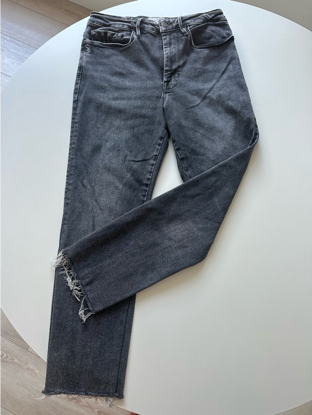 Frame Denim Women's Charcoal Gray Ankle Frayed Hem Jeans